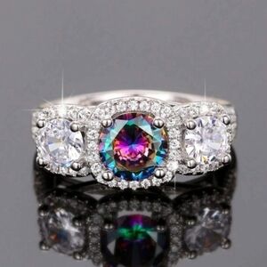 Costume Big Faux Multi Color Stone Ring Size 9